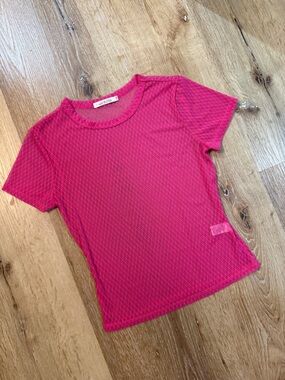 Bright Pink Sheer/See-thru Short Sleeve Top Size Medium